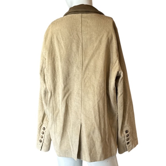 POL Clothing Mocha Beige Corduroy Blazer with Contrasting Brown Collar Size M - Picture 10 of 15